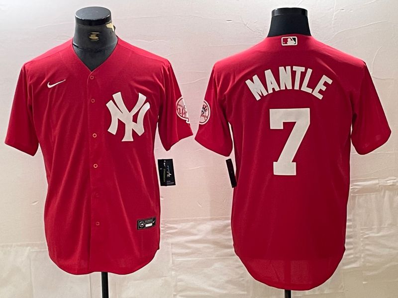 Men New York Yankees #7 Mantle joint name Nike 2024 MLB Jersey style 1->new york yankees->MLB Jersey